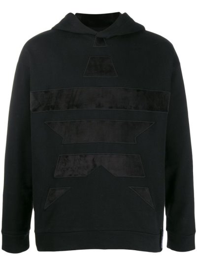 Black Men's Armani Emporio Star Embroidered Hoodie | U13KT6H