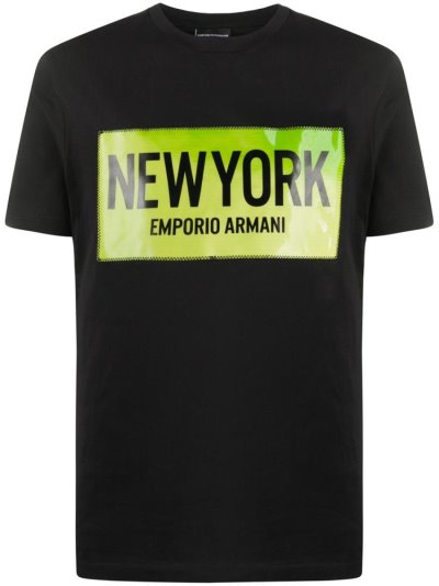 Black Men's Armani Emporio Stitched Logo T Shirts | 2C6PUQW