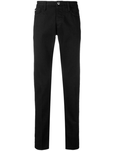 Black Men's Armani Emporio Straight Leg Jeans | 8FJCFNJ