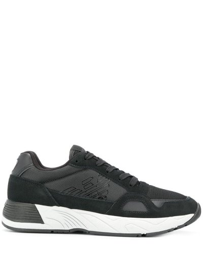 Black Men's Armani Emporio Structured Sneakers | V6SQJJ0