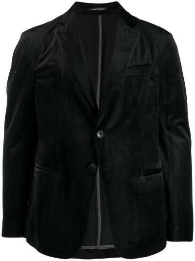 Black Men's Armani Emporio Tailored Velvet Blazers | H8EJJV6