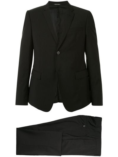 Black Men's Armani Emporio Two Piece Formal Suits | T73GAZ2