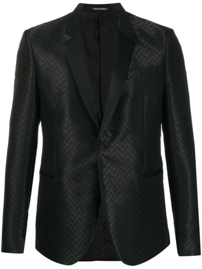 Black Men's Armani Emporio Zigzag Pattern Blazers | CDYVIQL