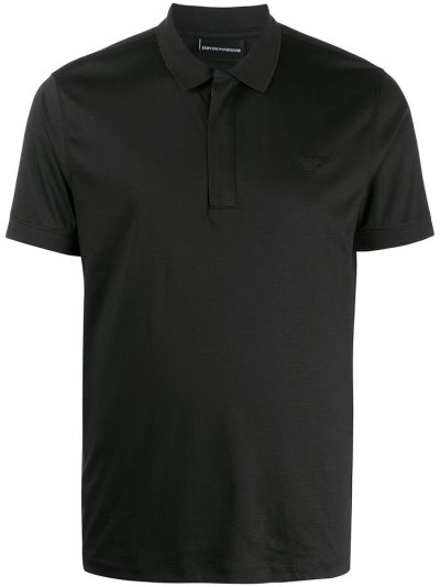 Black Men's Armani Emporio Zipped Polo Shirts | 545LHEB