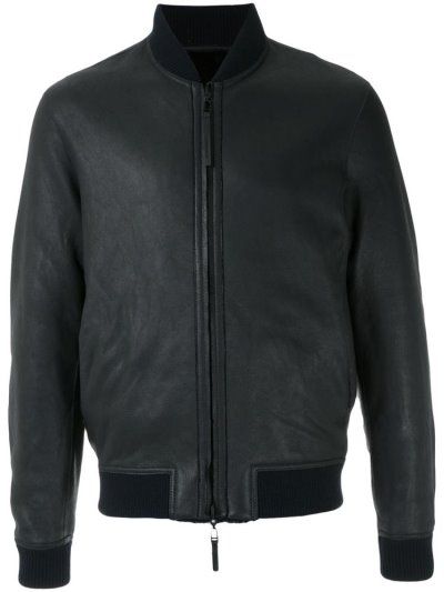 Black Men's Armani Emporio Zipped Up Bomber Jacket | V3WDZCD