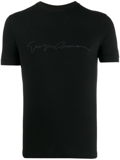 Black Men's Giorgio Armani Branded T Shirts | N3477UA