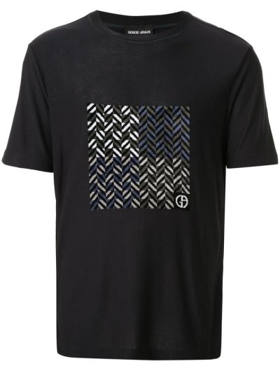 Black Men's Giorgio Armani Chevron Logo T Shirts | F6OO31D