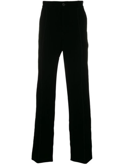 Black Men's Giorgio Armani Elasticated Waistband Straight Pants | J27PMGR