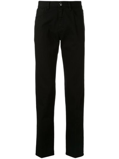 Black Men's Giorgio Armani Mid Rise Straight Leg Jeans | PETUS54