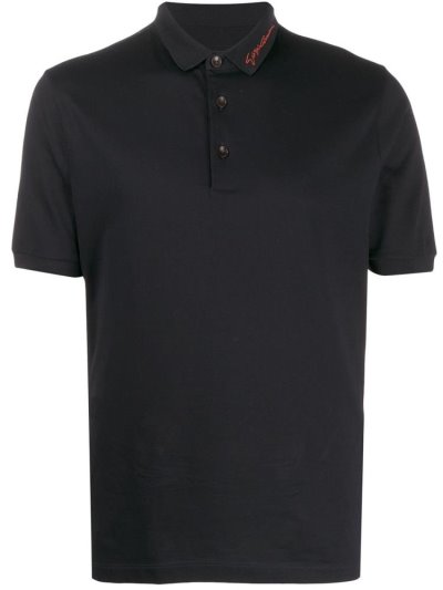 Black Men's Giorgio Armani Short Sleeve Polo Shirts | 4BAD5ZK