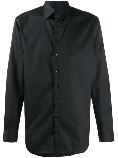 Black Men's Giorgio Armani Slim Fit Dress Shirts | 83MOY3P