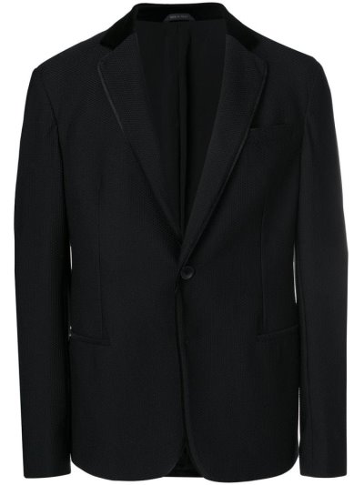 Black Men's Giorgio Armani Textured Blazers | EHZMKAB