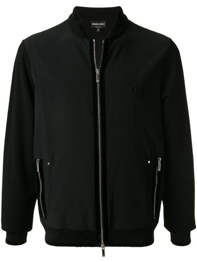 Black Men's Giorgio Armani Zipped Bomber Jacket | THYRH2D