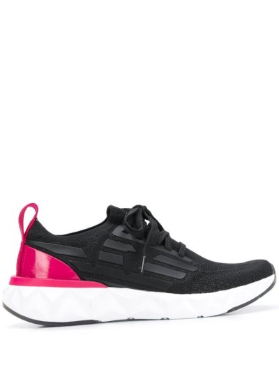 Black / Pink Women's Ea7 Emporio Armani Stretch Fit Logo Sneakers | 0V9S47A