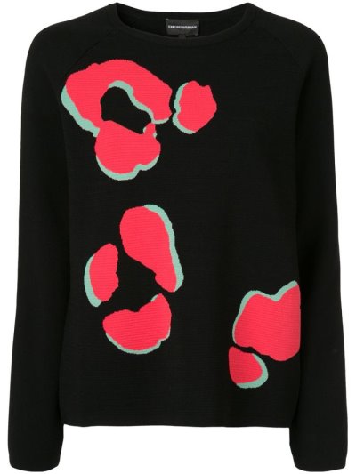 Black / Red Women's Armani Emporio Paw Print Jumpers | UTBALYJ