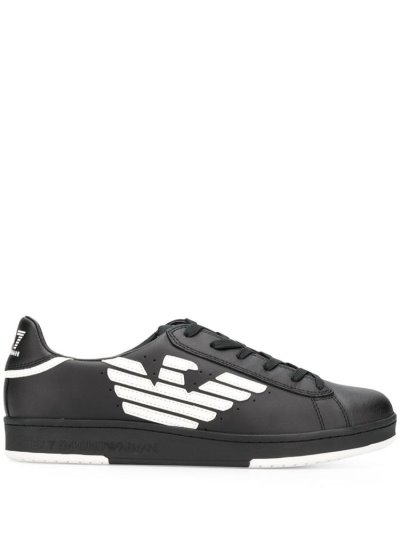 Black / White Men's Ea7 Emporio Armani Logo Low Top Sneakers | SA9B5WR