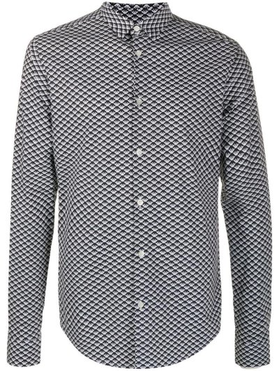 Black / White Men's Armani Emporio All Over Op Art Shirts | N2S15RD