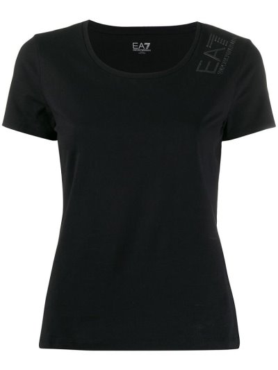 Black Women's Ea7 Emporio Armani Logo Print T Shirts | 12SIZJF