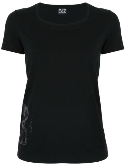 Black Women's Ea7 Emporio Armani Logo T Shirts | 98EX1DQ