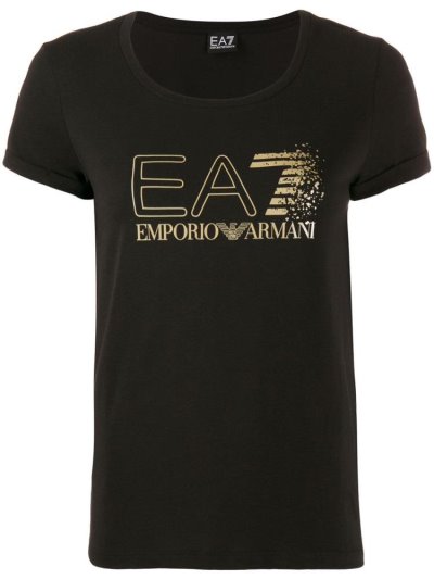 Black Women's Ea7 Emporio Armani Logo Print T Shirts | AE0AGNR