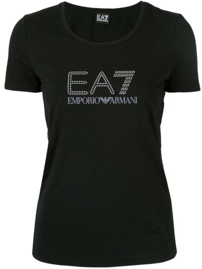 Black Women's Ea7 Emporio Armani Logo T Shirts | C3E2FS0