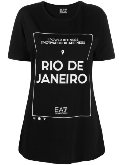 Black Women's Ea7 Emporio Armani Short Sleeve Printed Logo T Shirts | COLFE80