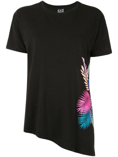 Black Women's Ea7 Emporio Armani Floral Print T Shirts | EM896IP