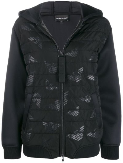 Black Women's Ea7 Emporio Armani Hooded Padded Jacket Jackets | G81568X