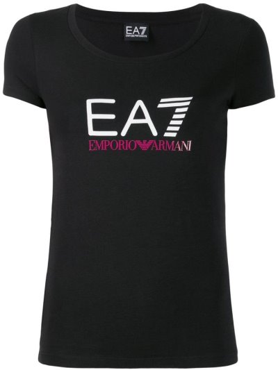 Black Women's Ea7 Emporio Armani Logo Print T Shirts | MQA5724