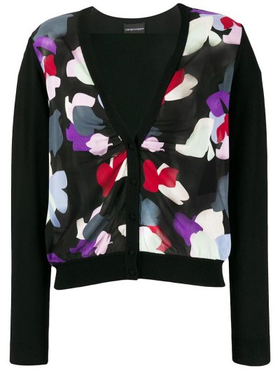 Black Women's Armani Emporio Abstract Print Cardigan | BV0WRPC