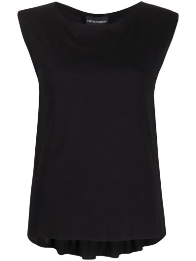 Black Women's Armani Emporio Back Peplum Hem Blouse | TZZJFHS