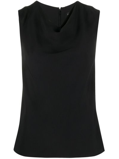 Black Women's Armani Emporio Cowl Neck Sleeveless Blouse | UFKIMRP