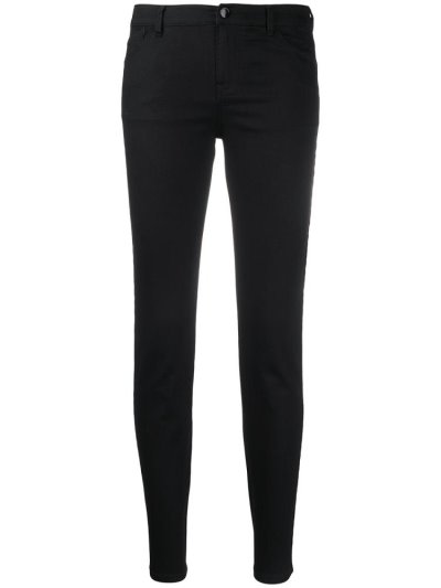 Black Women's Armani Emporio Denim Logo Tape Skinny Jeans | O2XFEHW