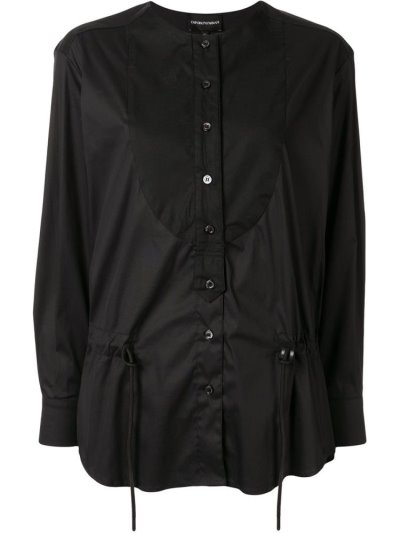 Black Women's Armani Emporio Drawstring Poplin Blouse | SL58523