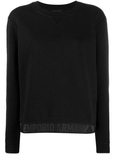 Black Women's Armani Emporio Hem Logo Knit Jumpers | M0TNGES