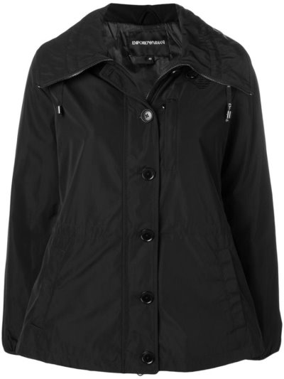 Black Women's Armani Emporio Hooded Zip Up Jackets | LCKLSBG