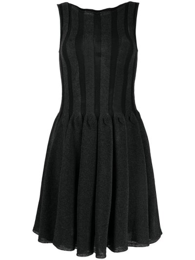 Black Women's Armani Emporio Knitted Pleated Dress | HOOG1QD