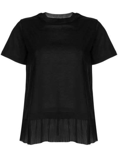 Black Women's Armani Emporio Layered Pleated T Shirts | JBWS8B2