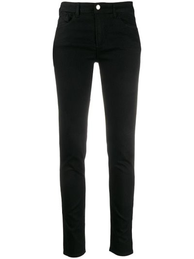 Black Women's Armani Emporio Logo Patch Low Rise Skinny Jeans | GI18KX7