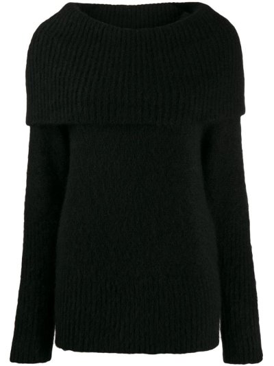 Black Women's Armani Emporio Maxi Knit Wool Jumpers | DSYAWBU