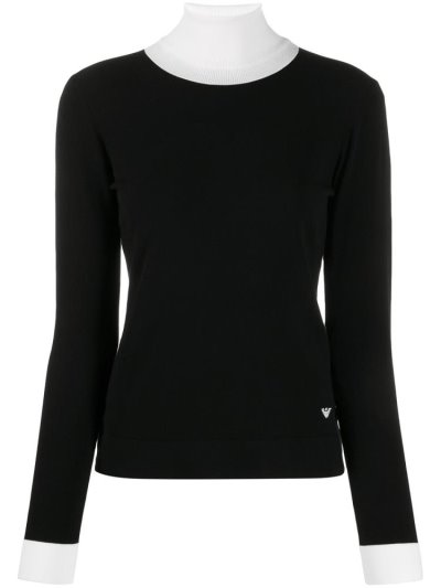 Black Women's Armani Emporio Ribbed Neck Tops | YYL22RS