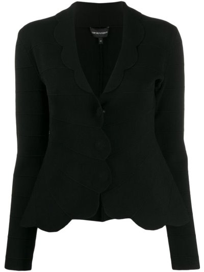 Black Women's Armani Emporio Scalloped Fitted Jackets | ZNHY153