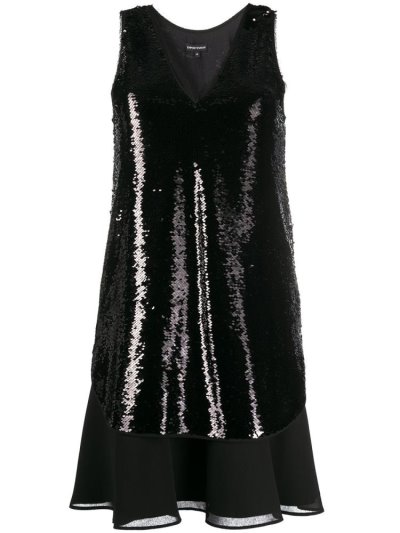 Black Women's Armani Emporio Sequinned Dress | LI67WAT