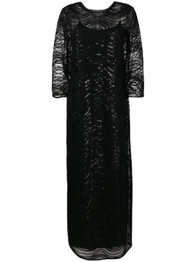 Black Women's Armani Emporio Sequin Embellished Gown Dress | QFYLJ9M