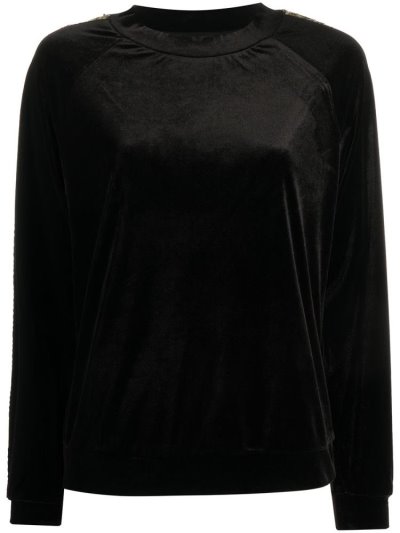 Black Women's Armani Emporio Sequin Side Panel Sweatshirts | TU5BGBS