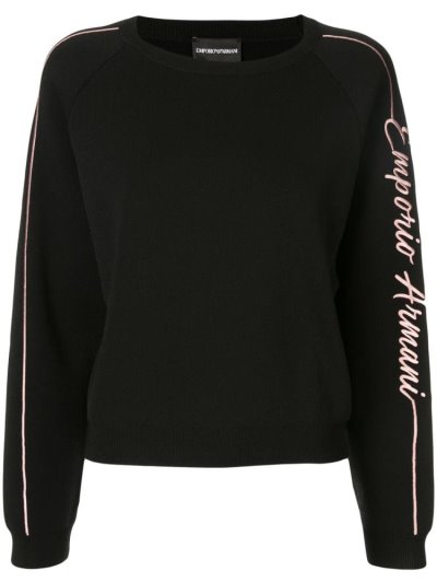 Black Women's Armani Emporio Signature Logo Sweatshirts | 66CT4H3