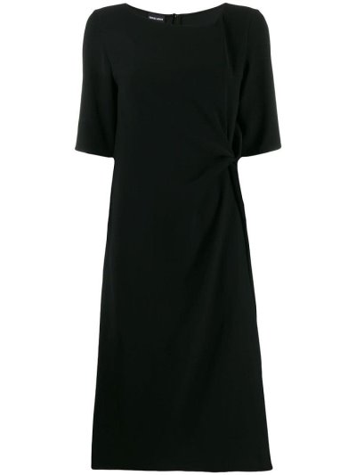 Black Women's Giorgio Armani Draped Detail Dress | 0BN2Y1U