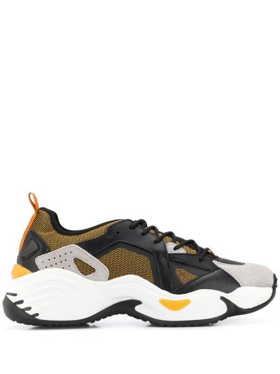 Black / Yellow Men's Armani Emporio Colour Block Sneakers | ZEWX0MF