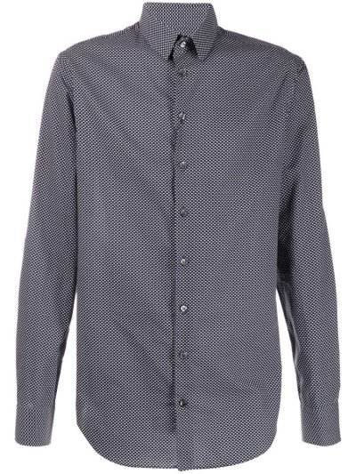 Blue / Black Men's Giorgio Armani Printed Shirts | KXFLX01