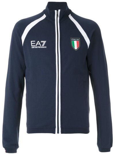 Blue Men's Ea7 Emporio Armani Chest Logo Jackets | VJVJUUL